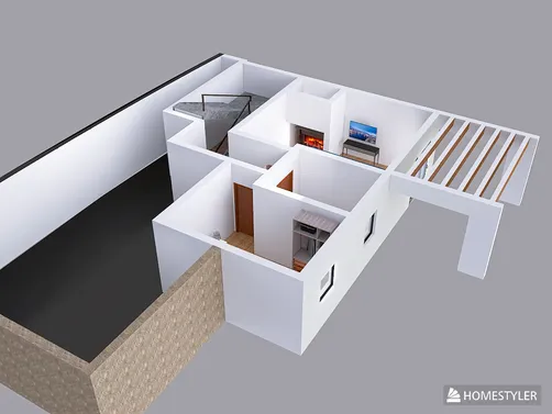 casa com 2 andares e 3 quartos