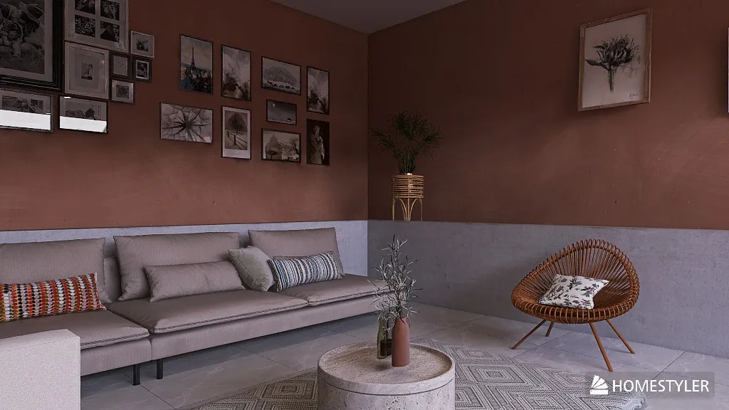 Sunken living room 3d design renderings