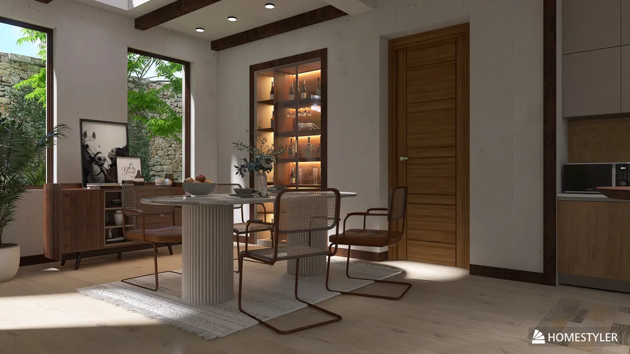 Project: Sunken Living Room - Mid-Century Modern 3d design renderings