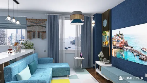 Small Blue living Room 