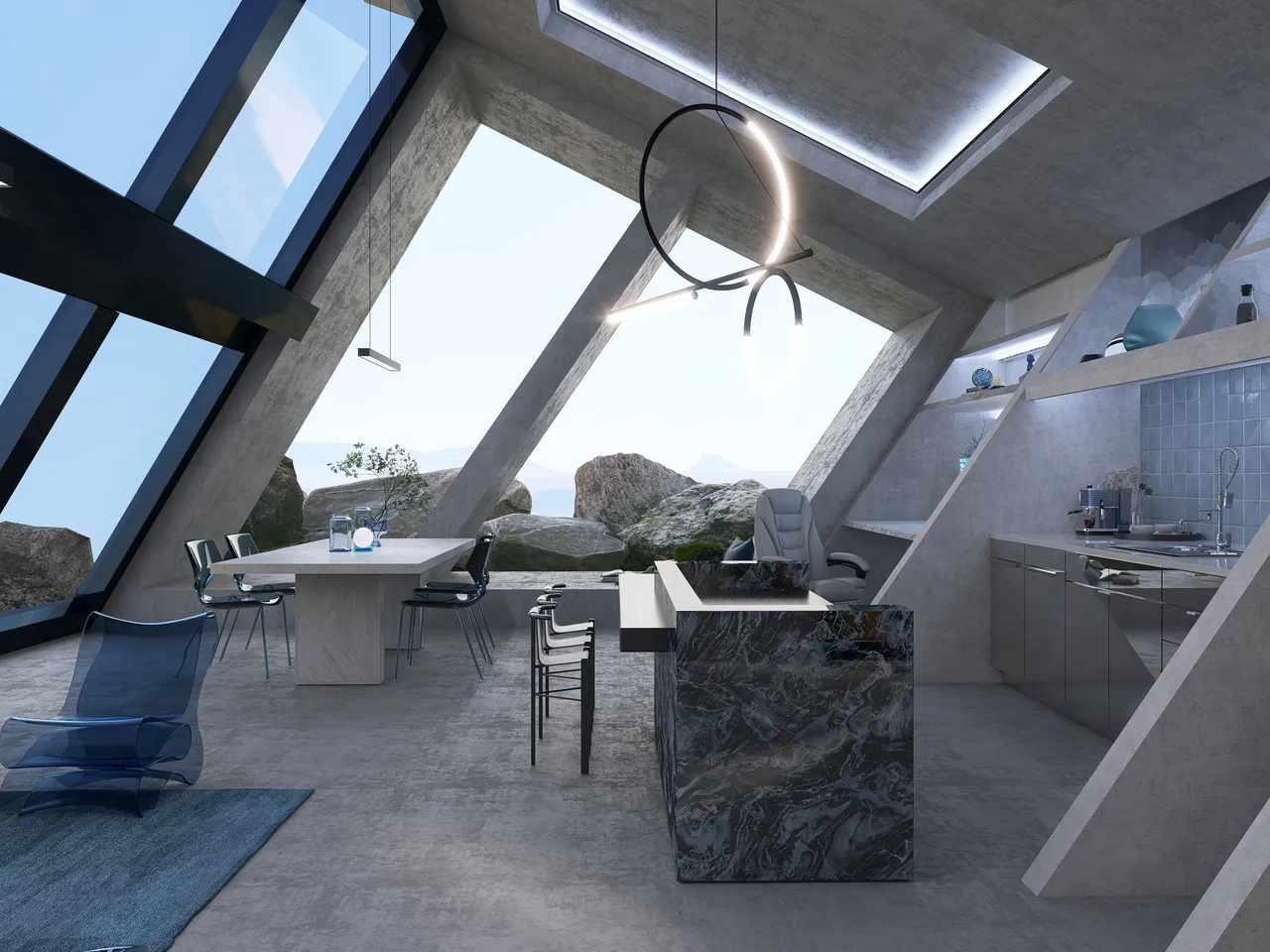 Blue Glow 3d design renderings