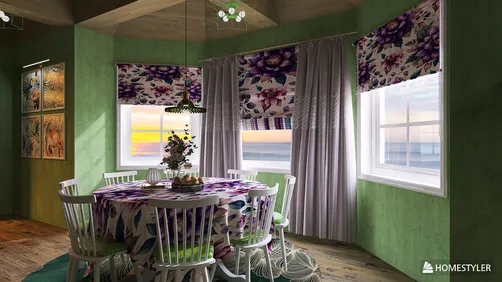 Purple and green kitchen