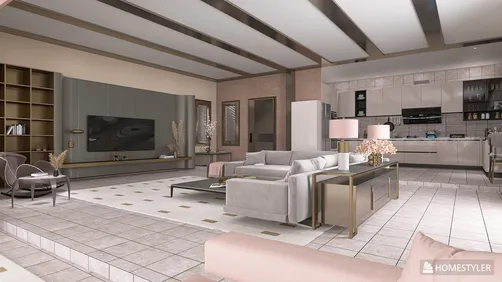MIXING METALS - LDK open plan living space.