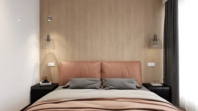 cozy bedroom design featuring a wooden accent wall with pendant lights, creating a serene sleeping space optimized for comfort using Homestyler's real-time 3D rendering function.