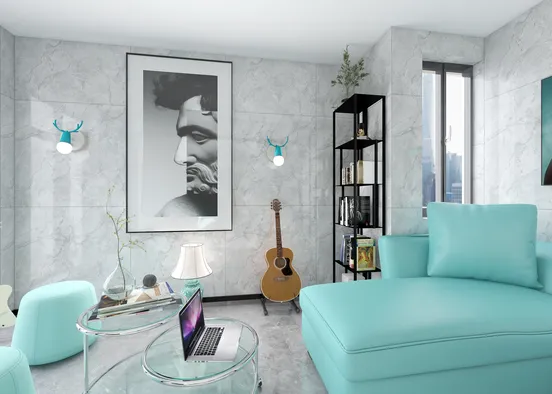 # Living room with dining area Визуализация дизайна