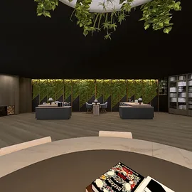 modern living room design featuring smart furniture layout with an emphasis on space optimization and natural elements, utilizing Homestyler's real-time 3D rendering for a quick preview.