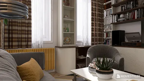 cozy living room with modern furnishings enhancing comfort and style, featuring a warm color palette and natural light, showcasing Homestyler's real-time 3D rendering for efficient design proposals.