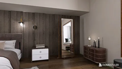 modern bedroom design featuring smart furniture arrangement in a cozy style, utilizing Homestyler's real-time 3D rendering for an efficient design preview.