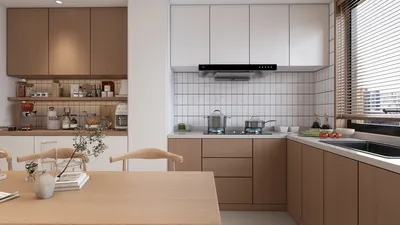 modern kitchen design featuring smart furniture arrangement in Scandinavian style, showcasing interior decor optimization using Homestyler's real-time 3D rendering for effective space planning.