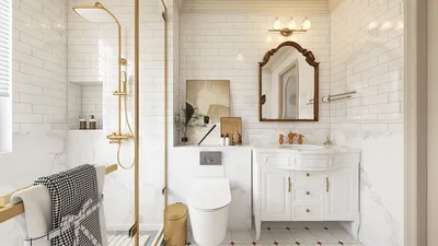 luxurious bathroom with elegant fixtures and marble finishes showcasing a modern design style, featuring a high-quality Homestyler AR furniture placement tool for accurate layout visualization.