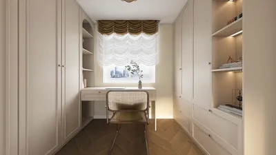 home office with stylish desk arrangement featuring elegant storage solutions in a contemporary style, showcasing interior design using Homestyler's real-time 3D rendering feature.