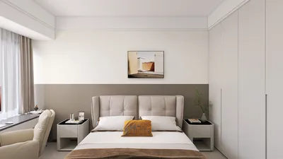 cozy bedroom featuring a comfortable bed and stylish nightstands, styled with modern decor, optimal for creating a serene atmosphere in interior design; showcasing Homestyler's real-time 3D rendering feature for effective design proposals.