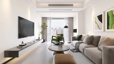 Modern living room featuring a spacious layout with a comfortable sofa and stylish coffee table, designed for optimal interior decor using Homestyler's real-time 3D rendering feature.