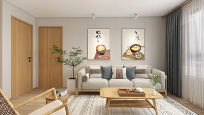 Modern living room featuring a cozy sofa arrangement with decorative pillows, showcasing a minimalist design style that enhances space value, utilizing Homestyler's real-time 3D rendering for effective design presentation.