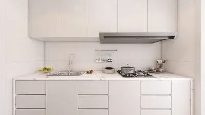 modern kitchen design featuring sleek cabinetry and efficient layout optimizing small spaces using Homestyler's real-time 3D rendering for visualizing renovation concepts