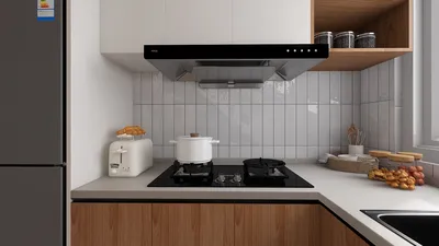 modern kitchen with sleek appliances and a minimalist design, showcasing a functional cooking space with efficient layout, featuring Homestyler's real-time 3D rendering for visualizing interior decor.