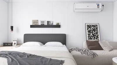 bedroom design featuring a cozy bed layout with a minimalist aesthetic highlighting comfort and elegance; showcasing interior decor ideas for creating a serene sleeping space with Homestyler's real-time 3D rendering feature.