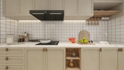 modern kitchen renovation featuring smart furniture arrangement in a minimalist style, showcasing efficient use of space with Homestyler's real-time 3D rendering functionality