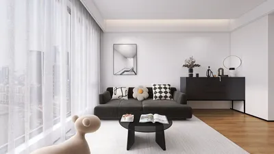 modern living room featuring a stylish sofa arrangement with decorative cushions and a coffee table, designed using Homestyler's 3D rendering for immersive interior visualization