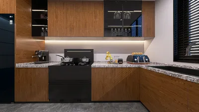 modern kitchen design featuring sleek cabinets and contemporary appliances, utilizing Homestyler's real-time 3D rendering for a realistic preview