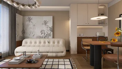 modern living room design featuring a plush sofa and minimalist decor, showcasing interior decor with a focus on space optimization using Homestyler's 3D rendering feature.
