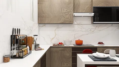 modern kitchen design showcasing smart furniture arrangement with a focus on minimalism and functionality, highlighting the use of Homestyler's real-time 3D rendering feature