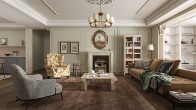 cozy living room featuring vintage armchairs and modern sofa, designed with Homestyler's real-time 3D rendering for an elegant interior decor atmosphere.