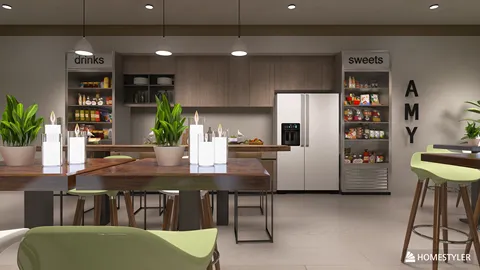 modern kitchen design featuring a functional layout with smart furniture arrangement, utilizing Homestyler's real-time 3D rendering for an optimized space experience.