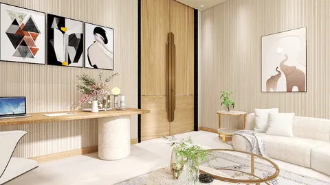 modern living room design featuring a stylish coffee table and elegant wall art, showcasing the use of Homestyler's real-time 3D rendering for accurate space visualization.