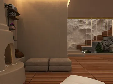 cozy seating area featuring a modern design with natural materials and soft textures, showcasing a warm and inviting ambiance in a tranquil indoor space, utilizing Homestyler's real-time 3D rendering feature.