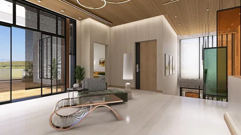 modern living room with stylish furniture showcasing interior design ideas for open spaces featuring Homestyler's real-time 3D rendering capability