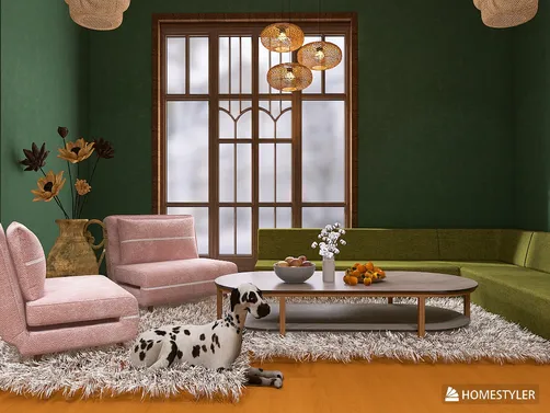 Happy house with small friends and family