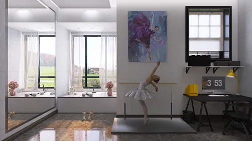 Palestra in camera per la ballerina