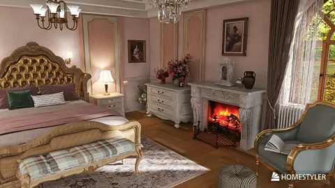 luxurious bedroom featuring a vintage bed layout with elegant decor in a classic style providing a warm and inviting atmosphere, utilizing Homestyler's real-time 3D rendering for an accurate design preview.