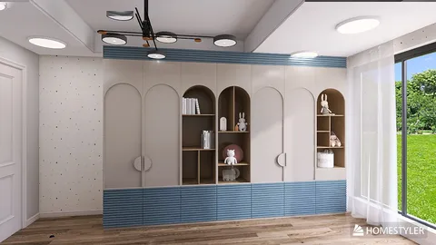 Modern cabinetry design featuring smart furniture arrangement in a stylish living room, optimizing space utilization with Homestyler's real-time 3D rendering capabilities.