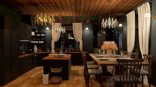 DARK MOODY KITCHEN - Big Forest House