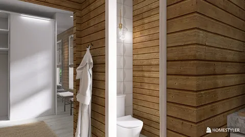 modern bathroom design featuring wooden walls and elegant fixtures enhancing space efficiency with Homestyler's real-time 3D rendering