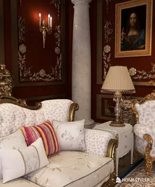luxurious living room with ornate furniture and decorative accents showcasing an elegant interior design style using Homestyler for enhanced decor visualization