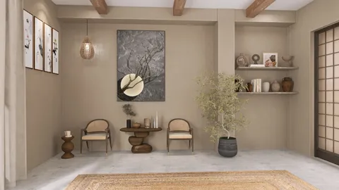 modern living room interior design with elegant furniture arrangement in neutral tones enhancing space utilization featuring Homestyler's real-time 3D rendering