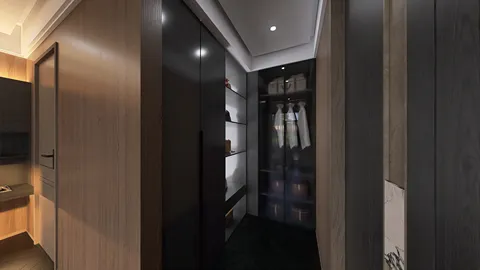 closet interior design showcasing organized storage with modern style enhancing space efficiency using Homestyler's real-time 3D rendering feature.