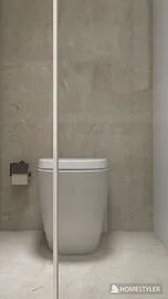 modern toilet design featuring minimalistic accessories with a sleek appearance in a contemporary bathroom space optimized using Homestyler's AR virtual furniture placement functionality.