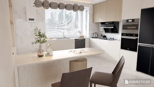 Modern-farmhouse style kitchen and dining room