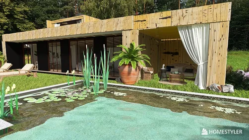 Prefabbricato con biopiscina